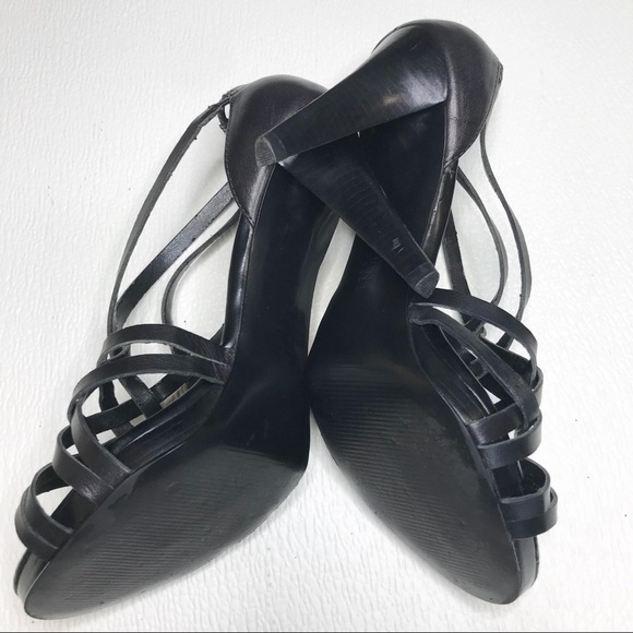 Lauren Ralph Lauren Black Strappy Leather Heels - Picture 6 of 8